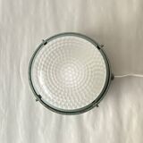 Large porthole wall light Holophane CE 200 glass and cast iron
