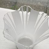 Globe tulipe en verre transparent et blanc, en forme de corolle de fleurs, vintage 1950