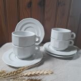 4 cups & sub-cups bistrot Pillivuyt, vintage 70's