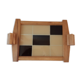 Beech and plexiglass checkerboard top 60s