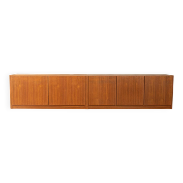 Two-piece hi-fi sideboard from the 1960s, teak veneer