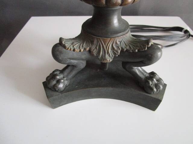 Antique bronze lamp base - column on lion's paws