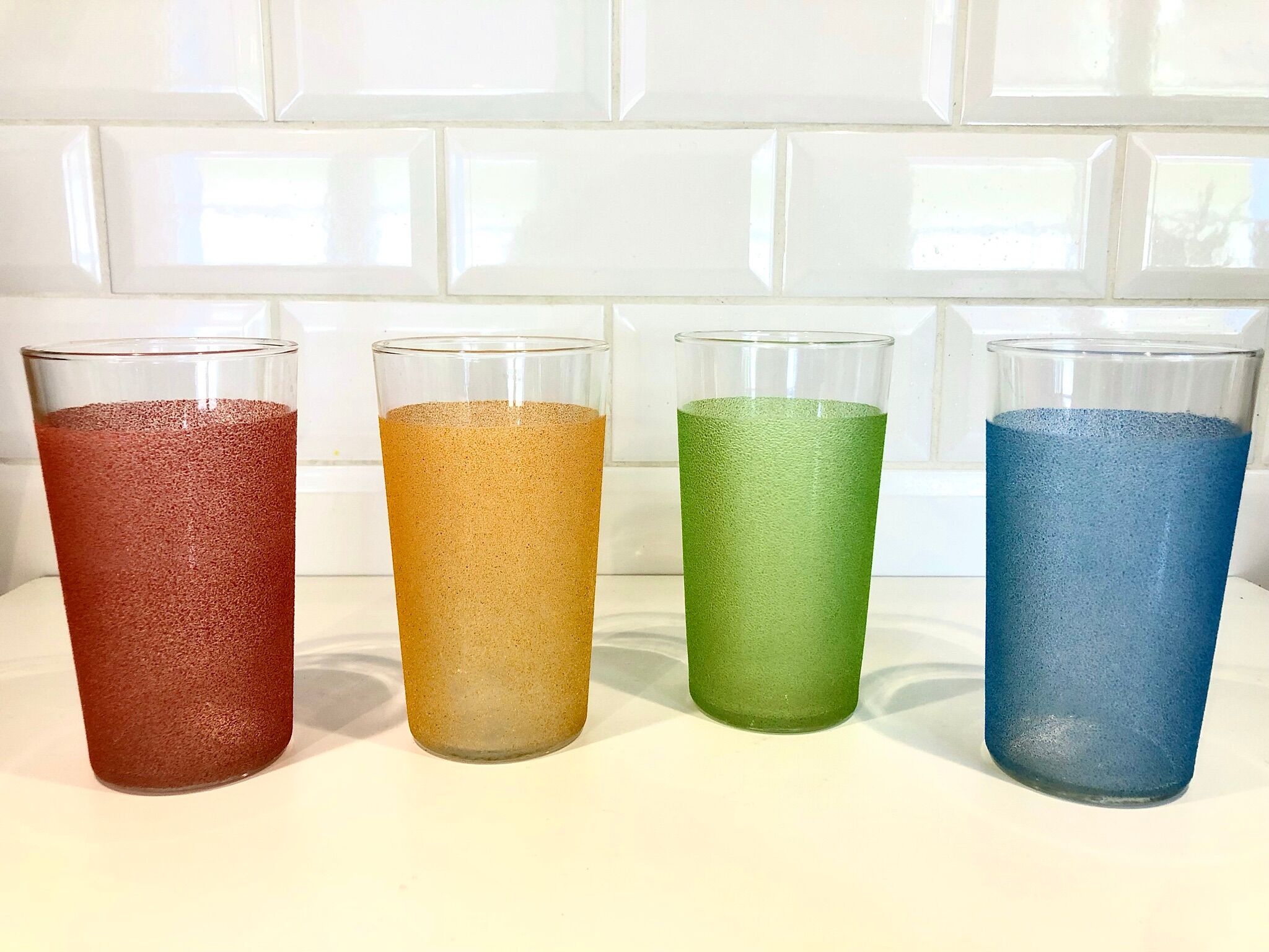 Granite orangeade glasses from the 60s