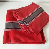 Vintage Basque set: square tablecloth & 7 napkins, 1960s