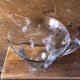 Old pitcher service and 5 foot glasses in engraved glass vintage table art