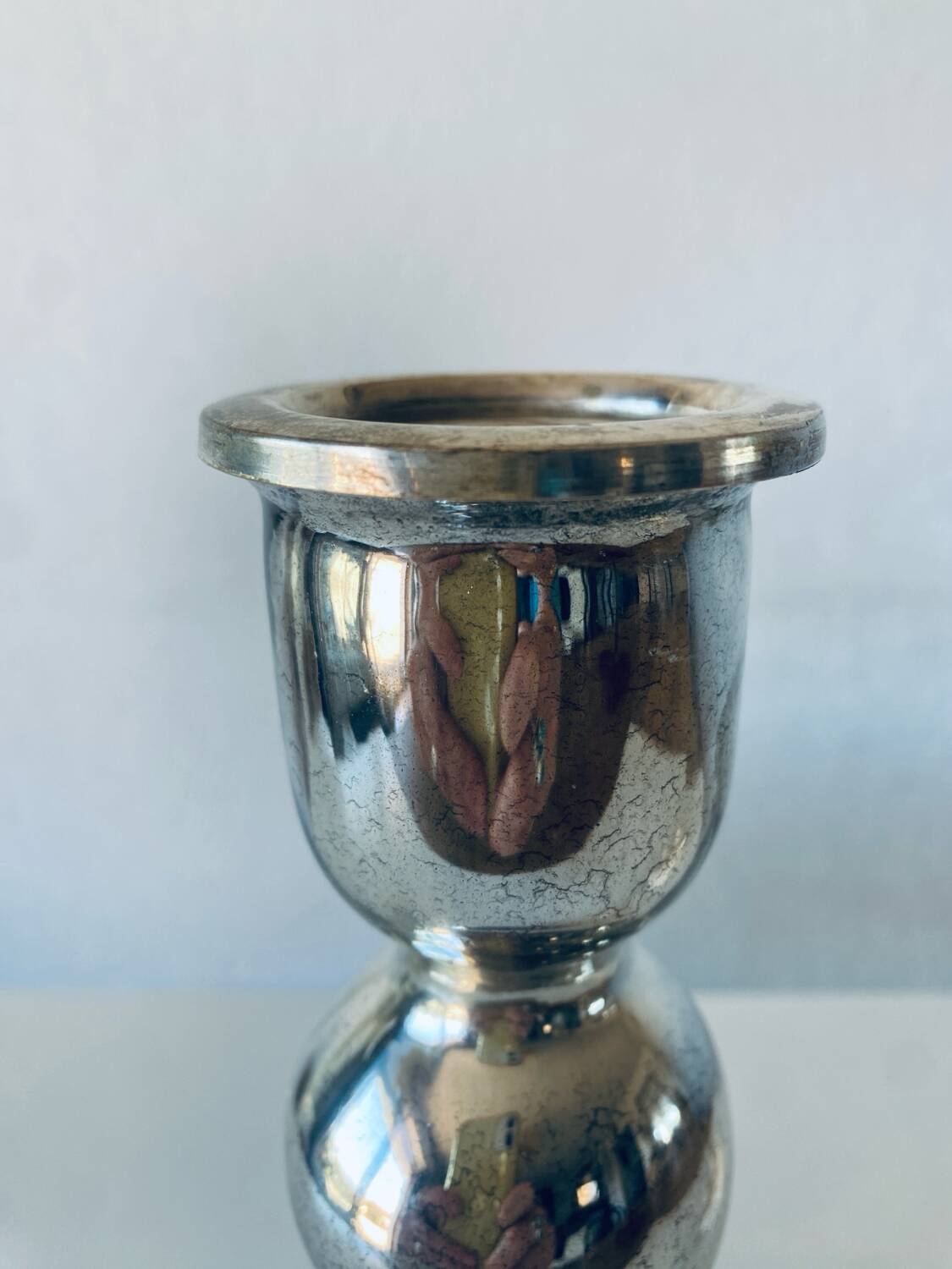 Eglomise glass candle holder