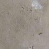 Vintage French round serving plate faience de Rouen, representing a horn of plenty