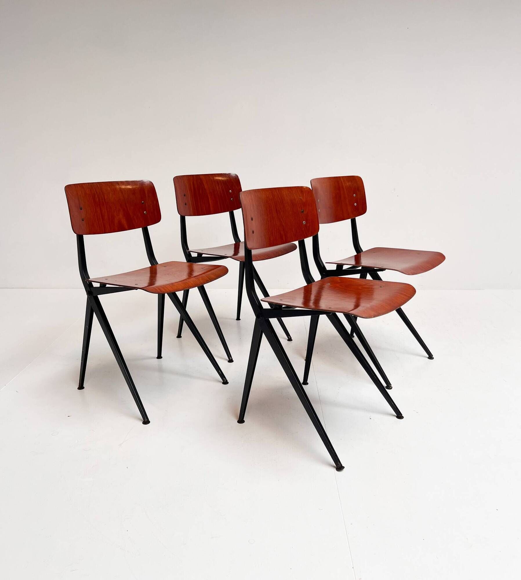 Set of 4 school chairs by Ynske Kooistra for Marko Holland, 1960s.