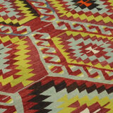 Area kilim rug ,vintage wool turkish handknotted kilim, 330 cmx174 cm rug