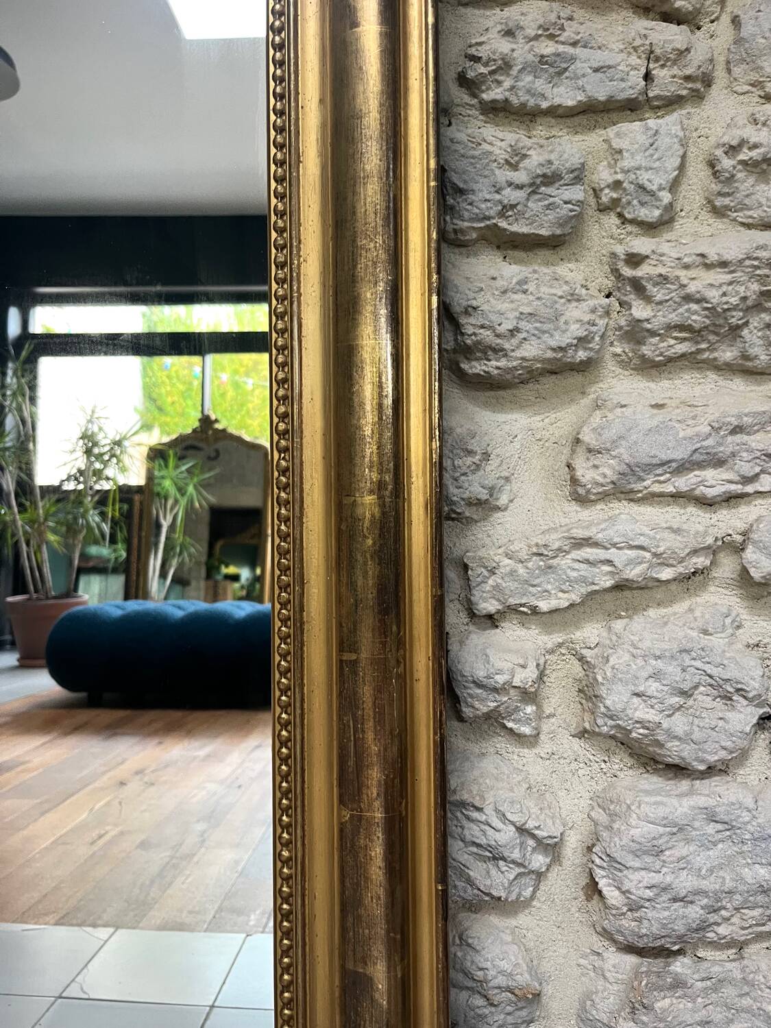 Louis-Philippe mirror gilded with gold leaf, 110.5cm/86cm trumeau