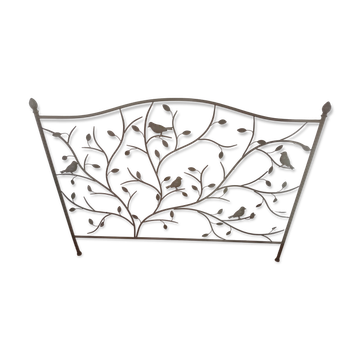 Romantic headboard "birds" in stainless steel grey.