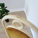 Vintage Thonet Bentwood Dining Chair: Cane Seat, Yellow Fabric Back