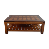 Table basse danoise en chêne début XXème siècle plateau à damier