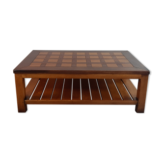 Danish Bass Table in Oak, Early 20th Century, Damier Plateau