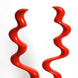 Two large limited abstract metal floor sculptures in red