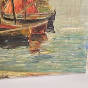Oil on Canvas Marine Port of Martigues Signed (to be identified) Accid