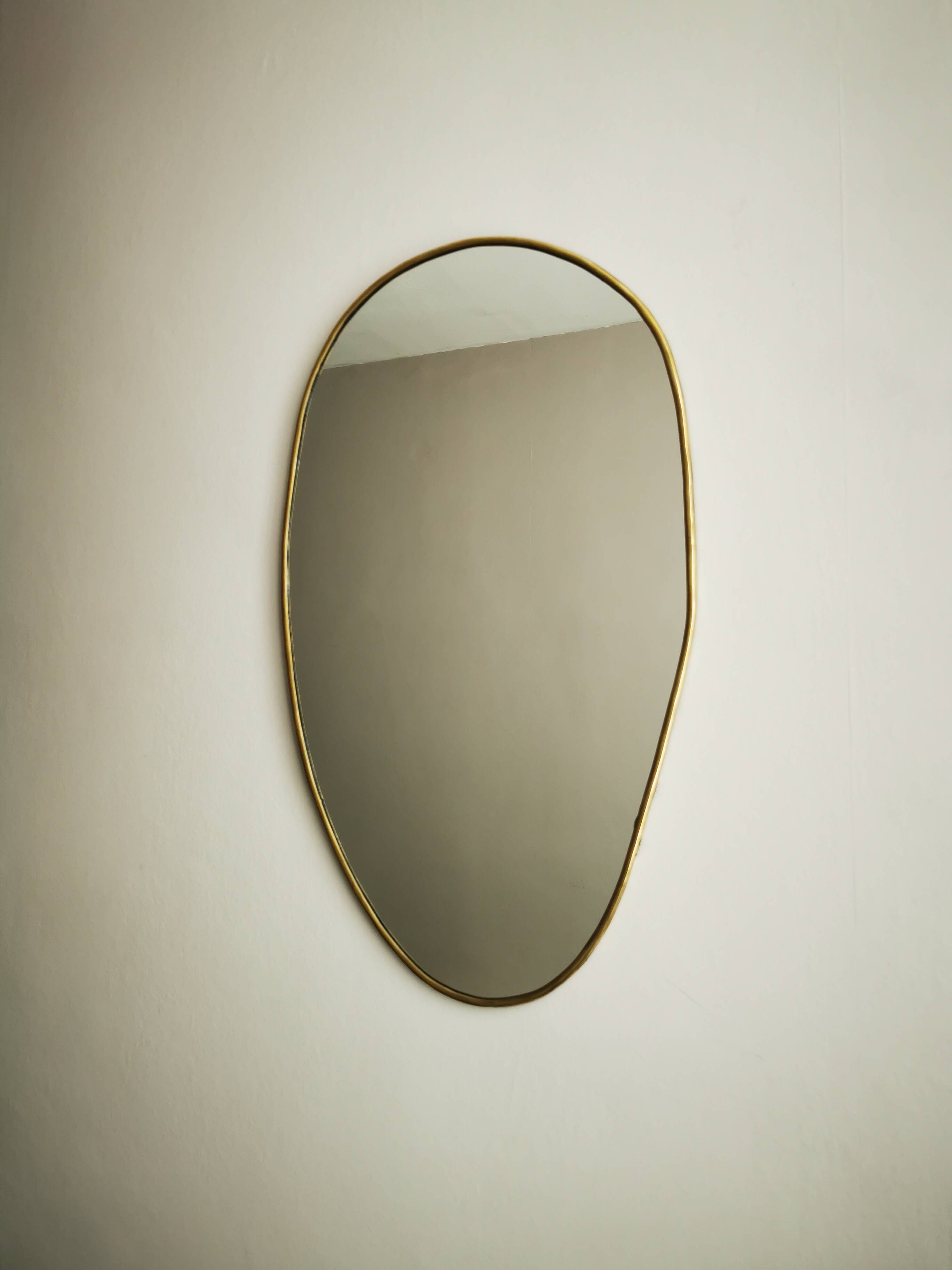 Gilded brass mirror 52 cm