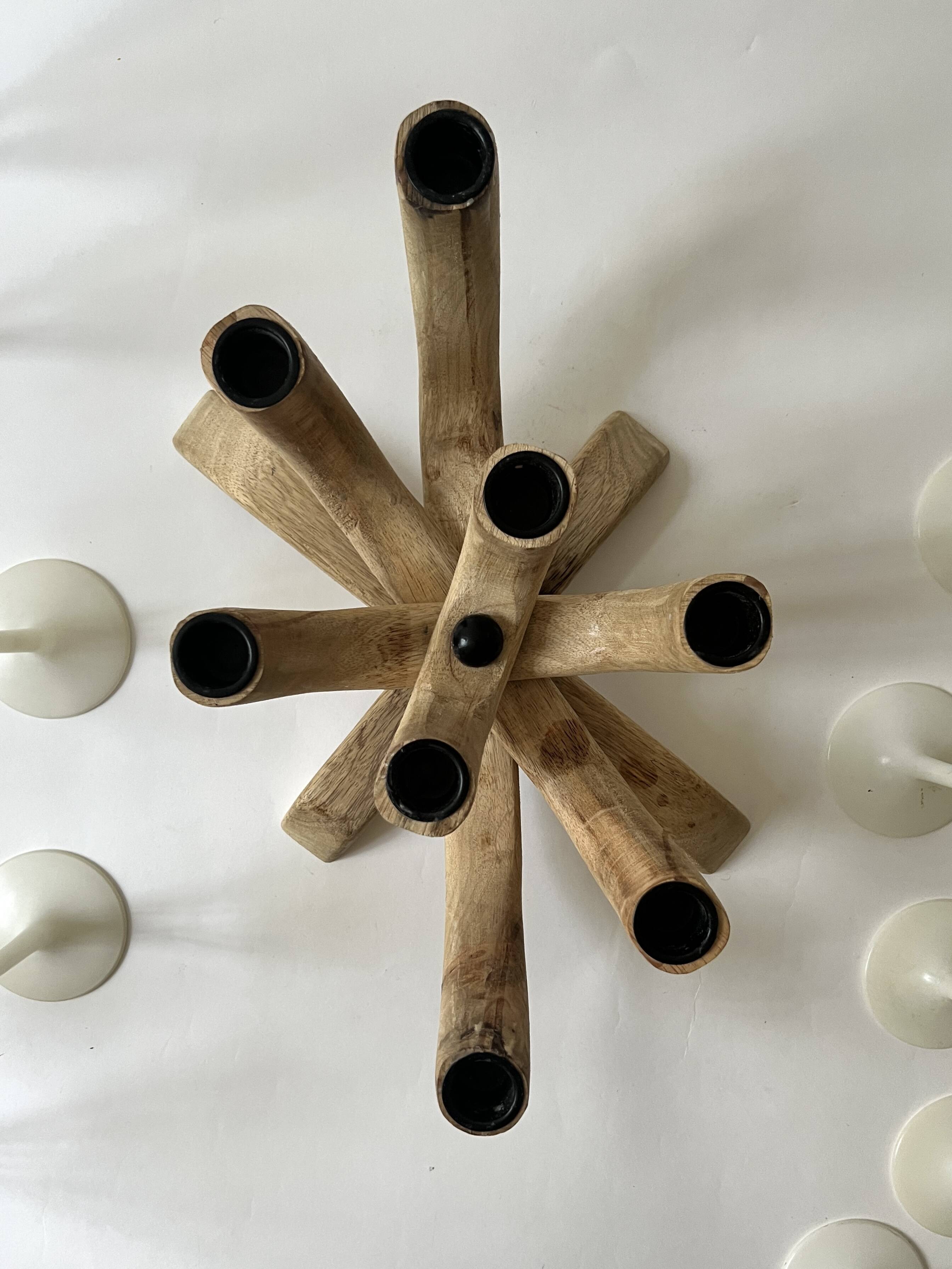 Scandinavian wooden candle holder, Denmark 1970s.