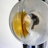 Lampadaire chromé 3 globes soufflés en verre de murano