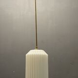 Opaline Glass Pleated Light Pendant, 1950s