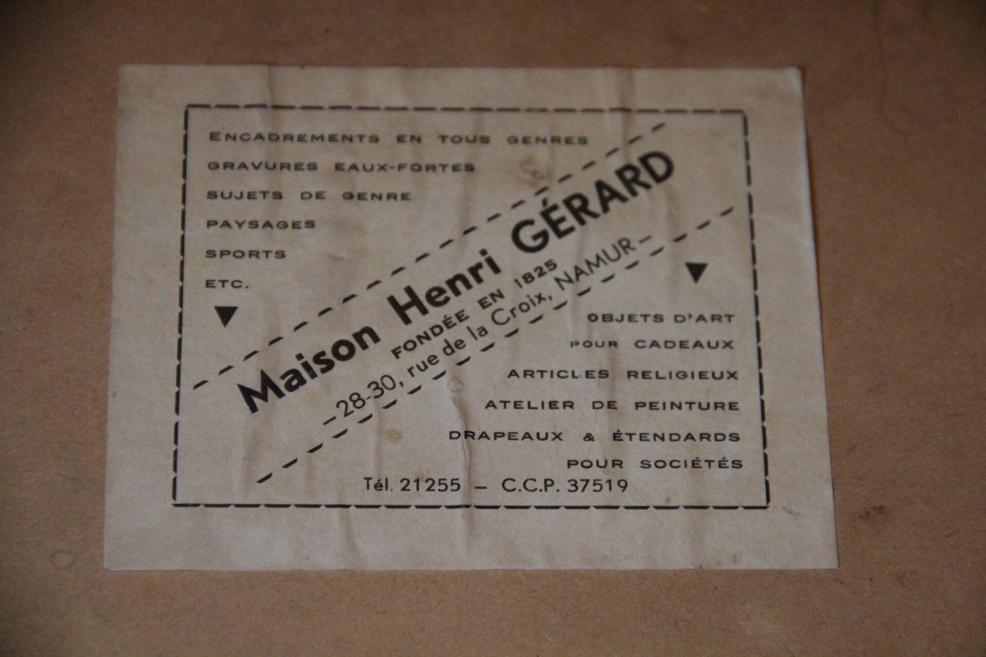 Engraving by Henry Bodart (1874-1940) under a glass frame