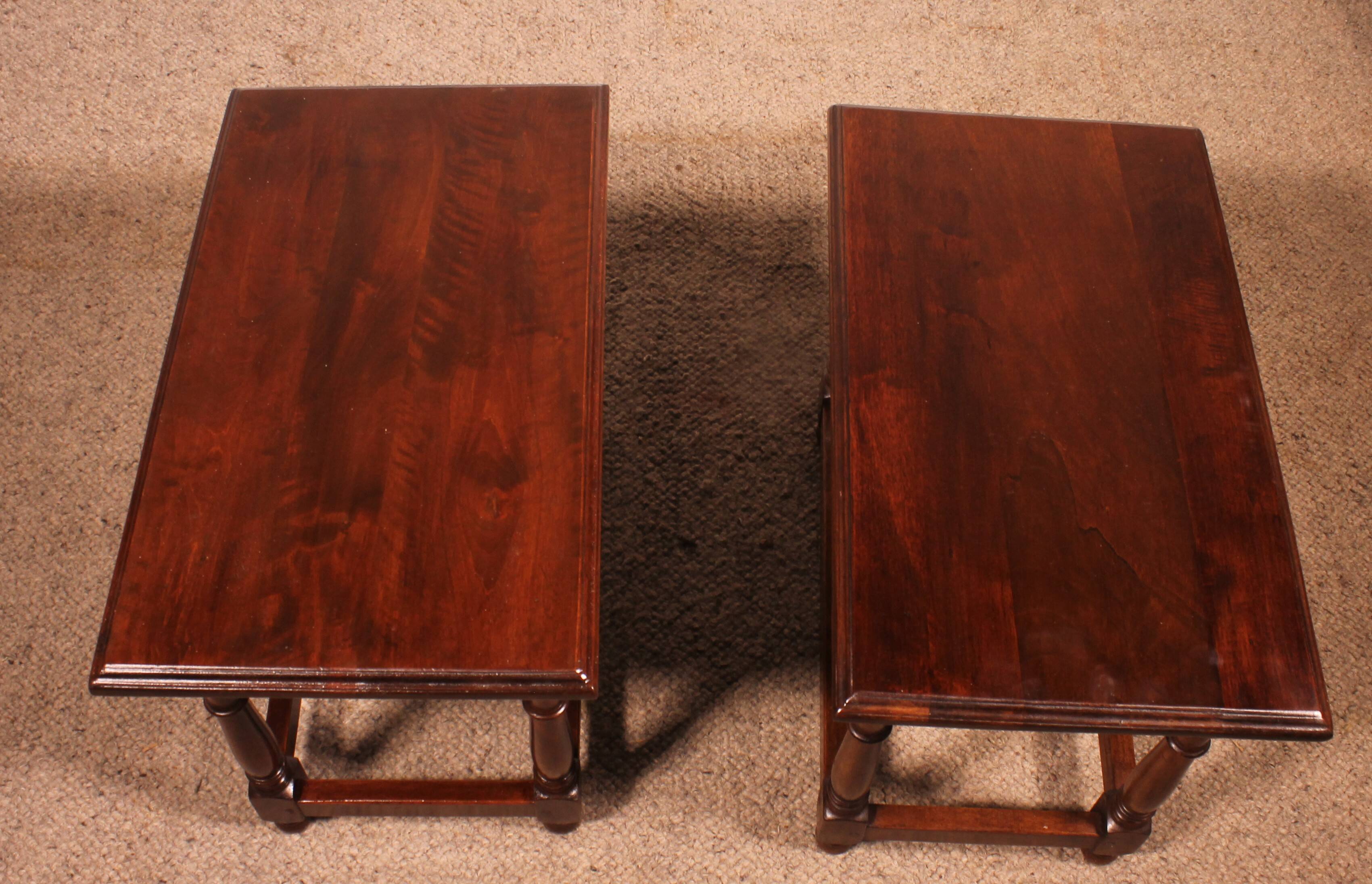 pair of Spanish walnut bedside tables or side tables