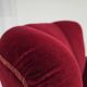 1950s, Danish relax armchair, cherry-red furniture velour, dark beech wood.