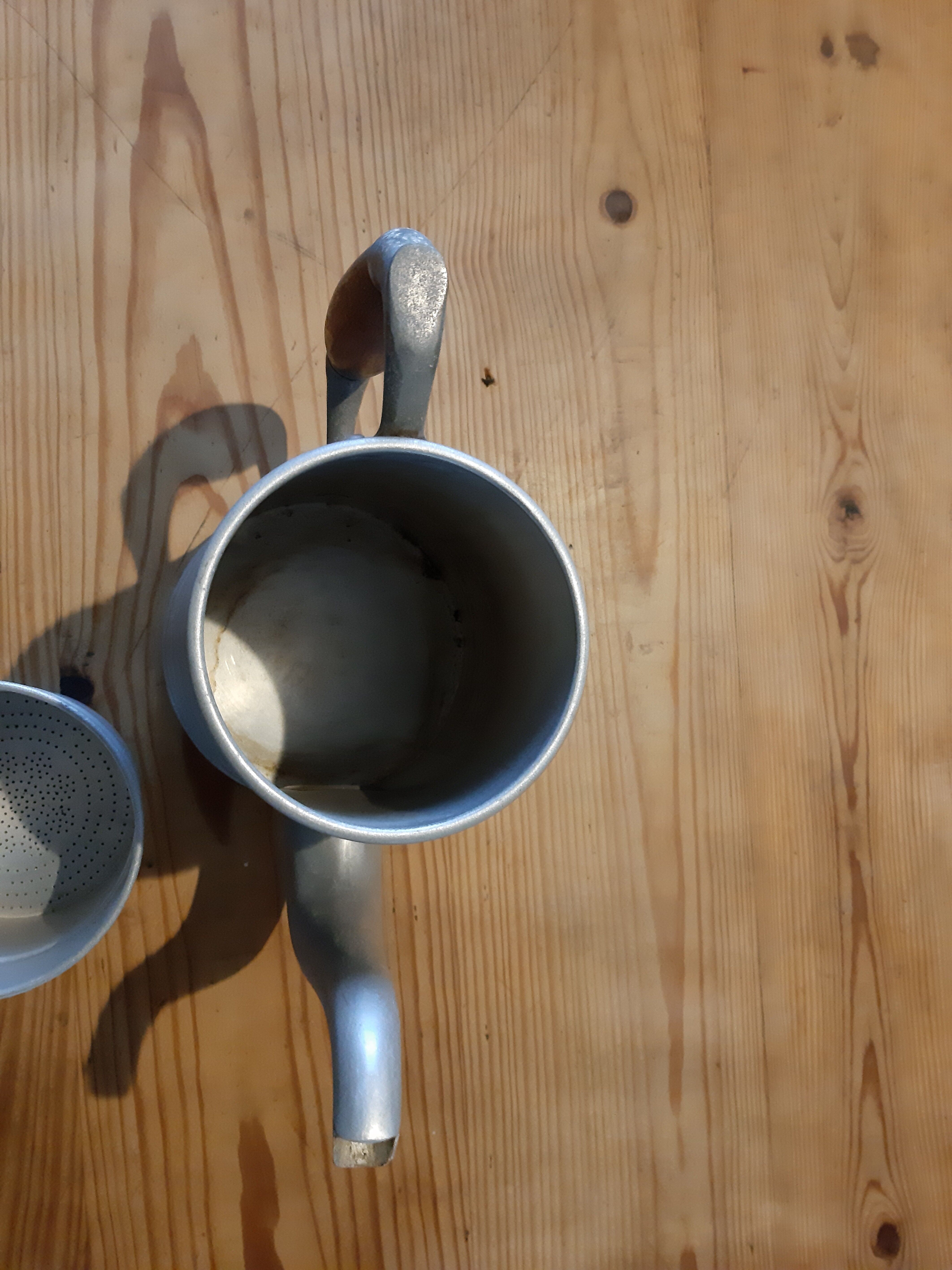 Old aluminium coffee pot