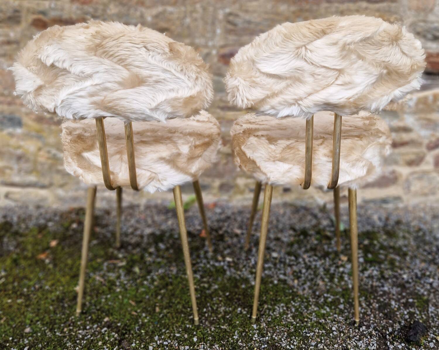 Pair of Pelfran 1970s furry chairs