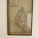 Old map of the Isle of Corsica framed under glass
