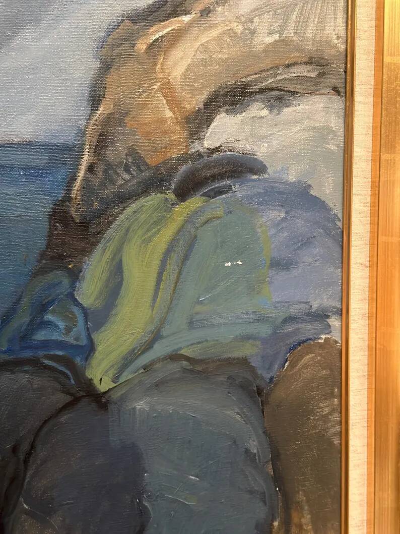 Large Original Swedish Oil on Canvas – “Storm Clouds Bohuslän” by Stig Delang – Signed – Vintage & Framed
