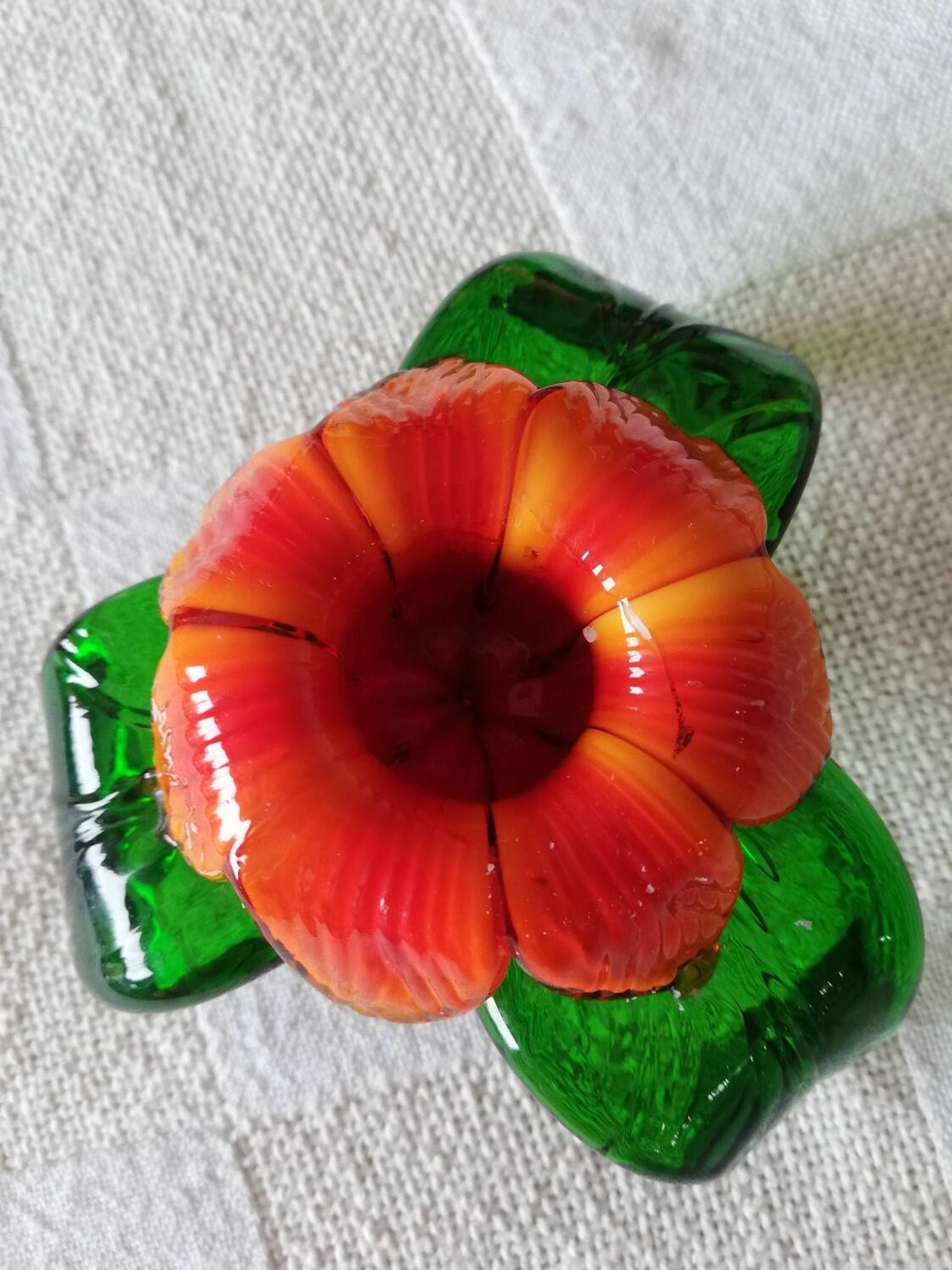 Lot of three Murano flower candle holders.