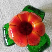Lot of three Murano flower candle holders.