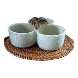 Serviteur à apéritif en grès gris vintage signé Austruy