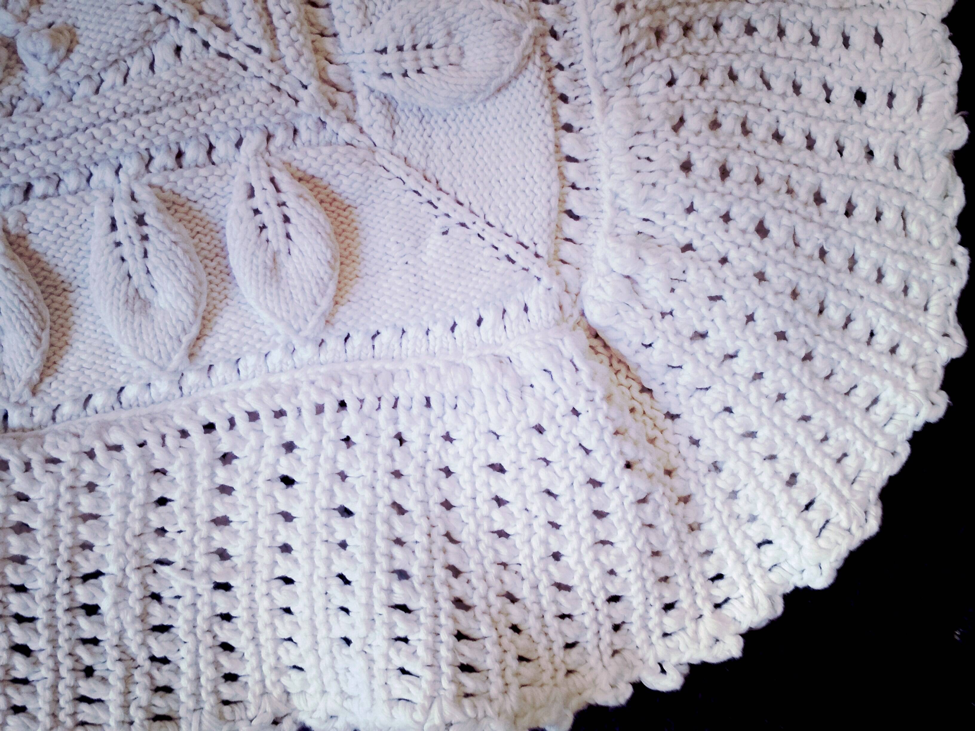 Knitted white cotton bedspread