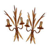 Pair of gold metal wall light from the 60s