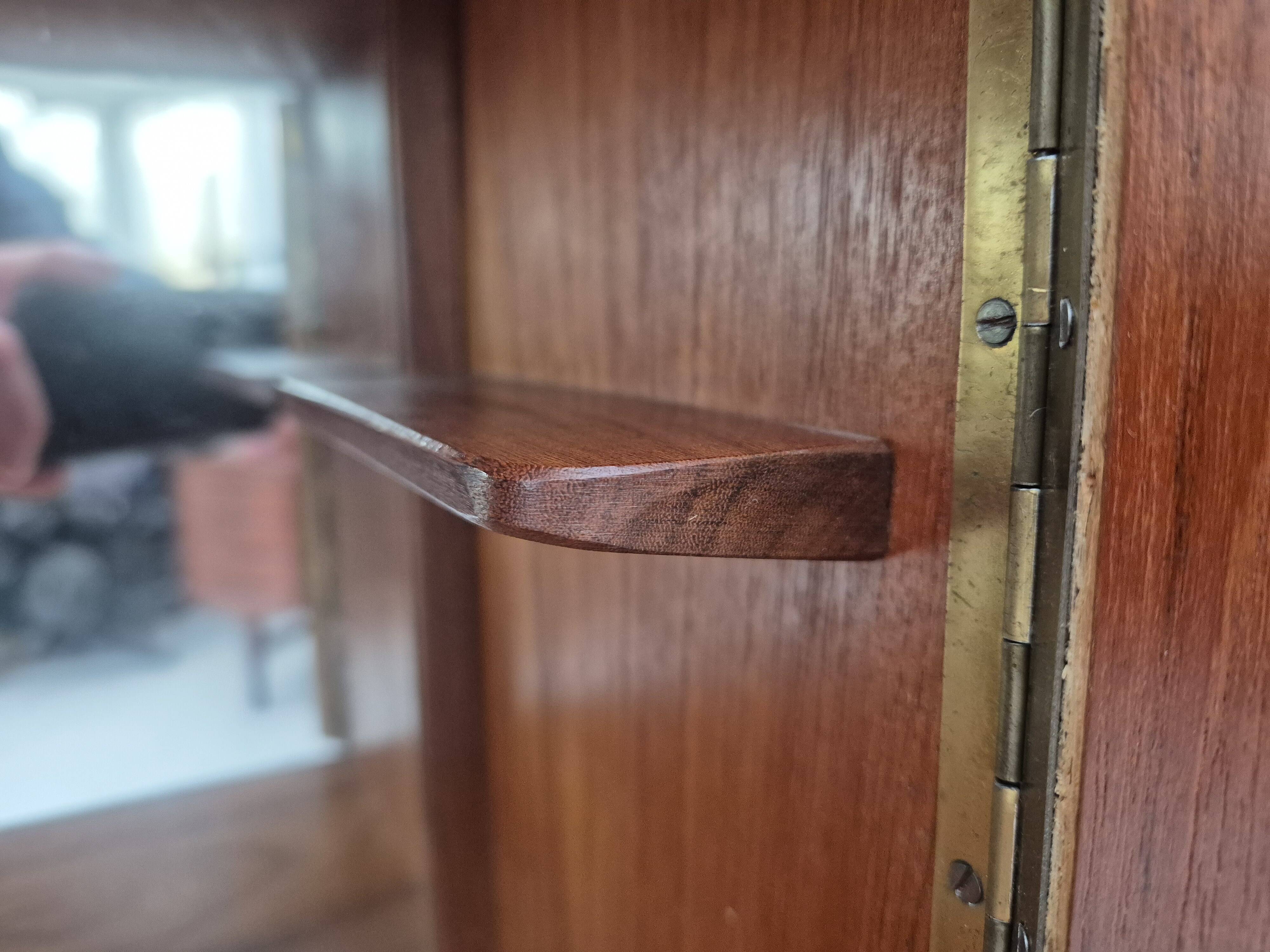 1960s, Danish chest of drawers with a mirror inside, original condition, teak wood.