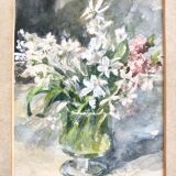 Pair of old English watercolours depicting bouquets of flowers