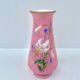 Antique pink opaline vase with floral decoration.