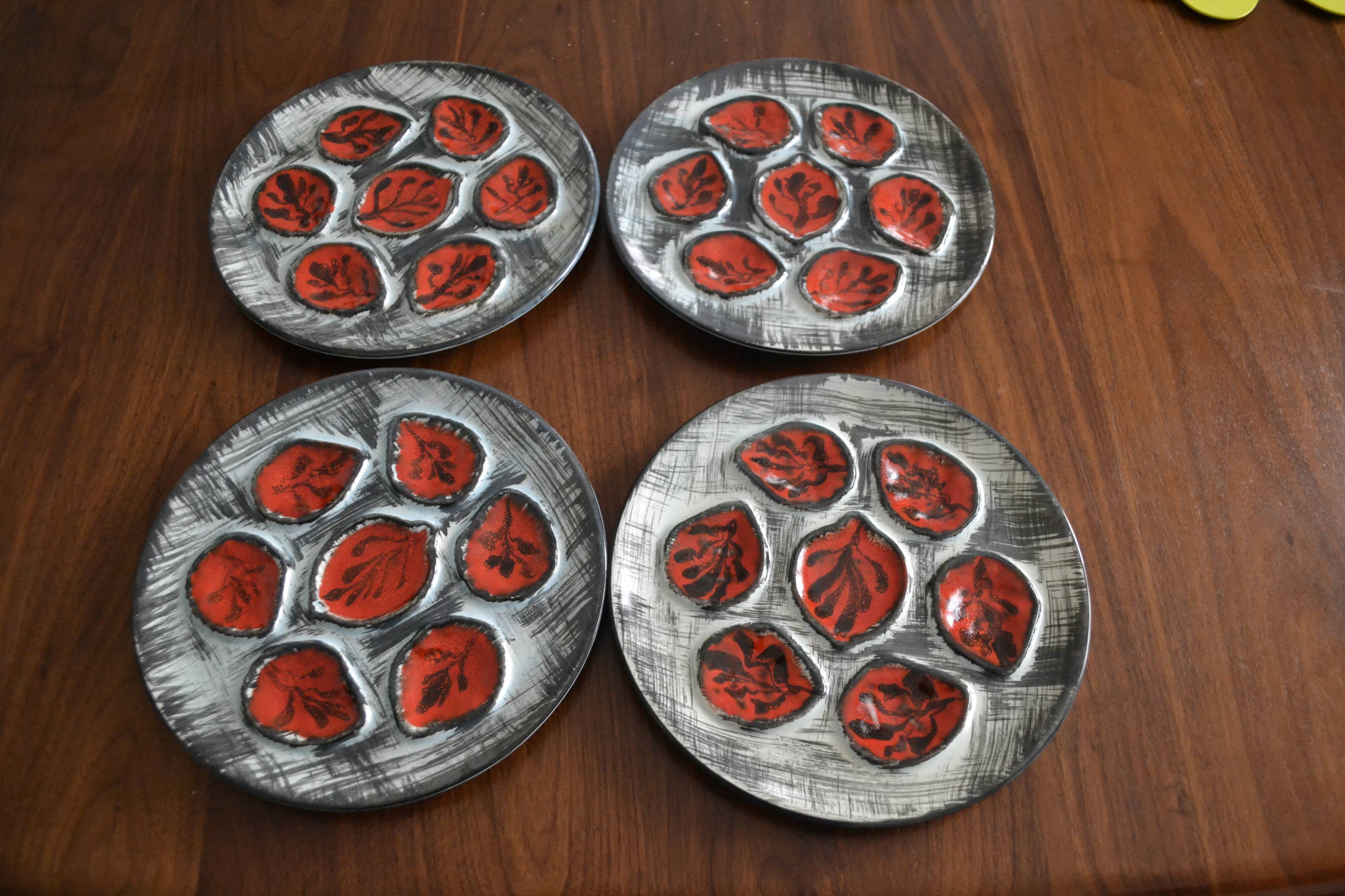 Set of 4 plates in Huitre Pornic (MBA)