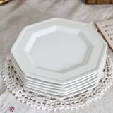 6 assiettes à dessert vintage octogonales à décor perlé, Johnson Brothers