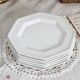 6 Vintage Octagonal Beaded Flat Dessert Plates - Johnson Brothers