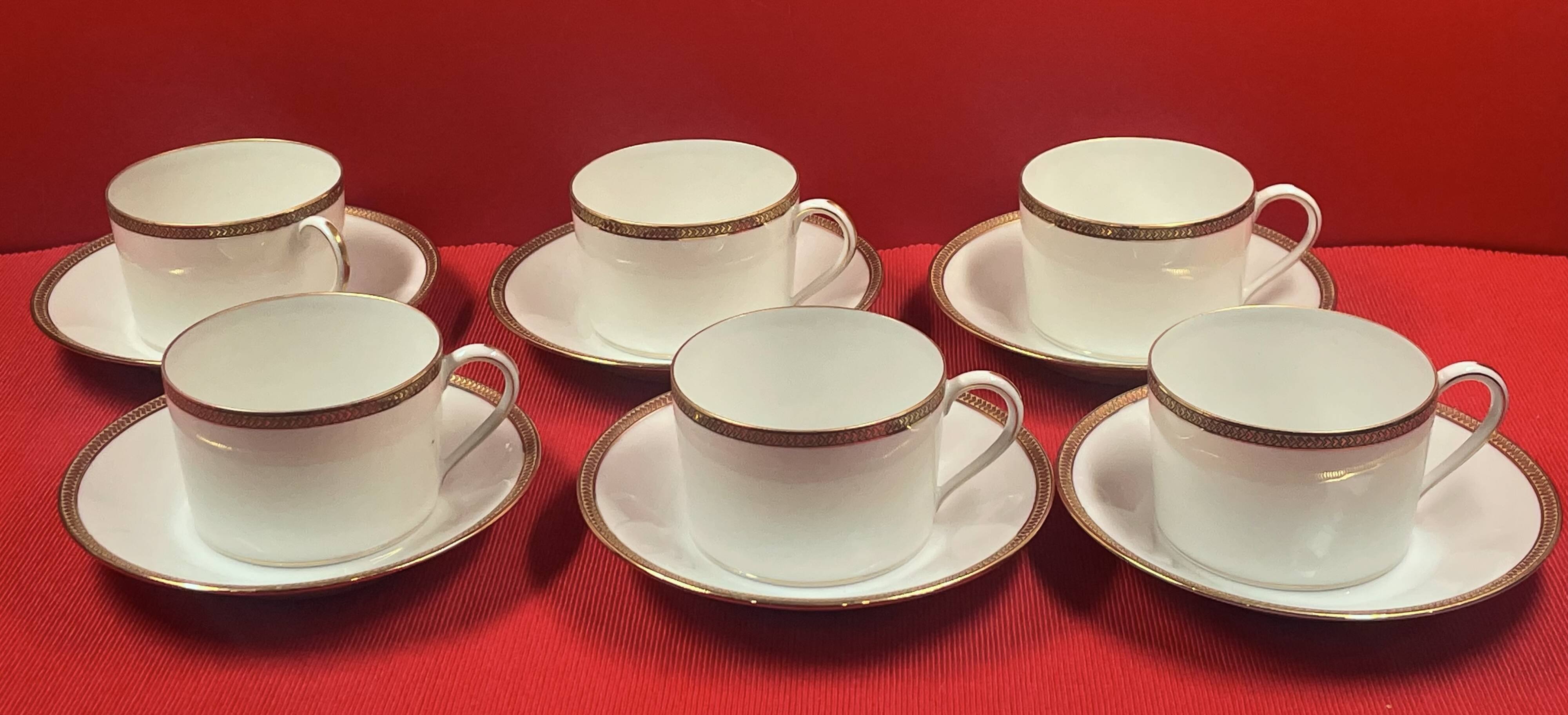 6 ch field haviland limoges porcelain coffee cups white and gold