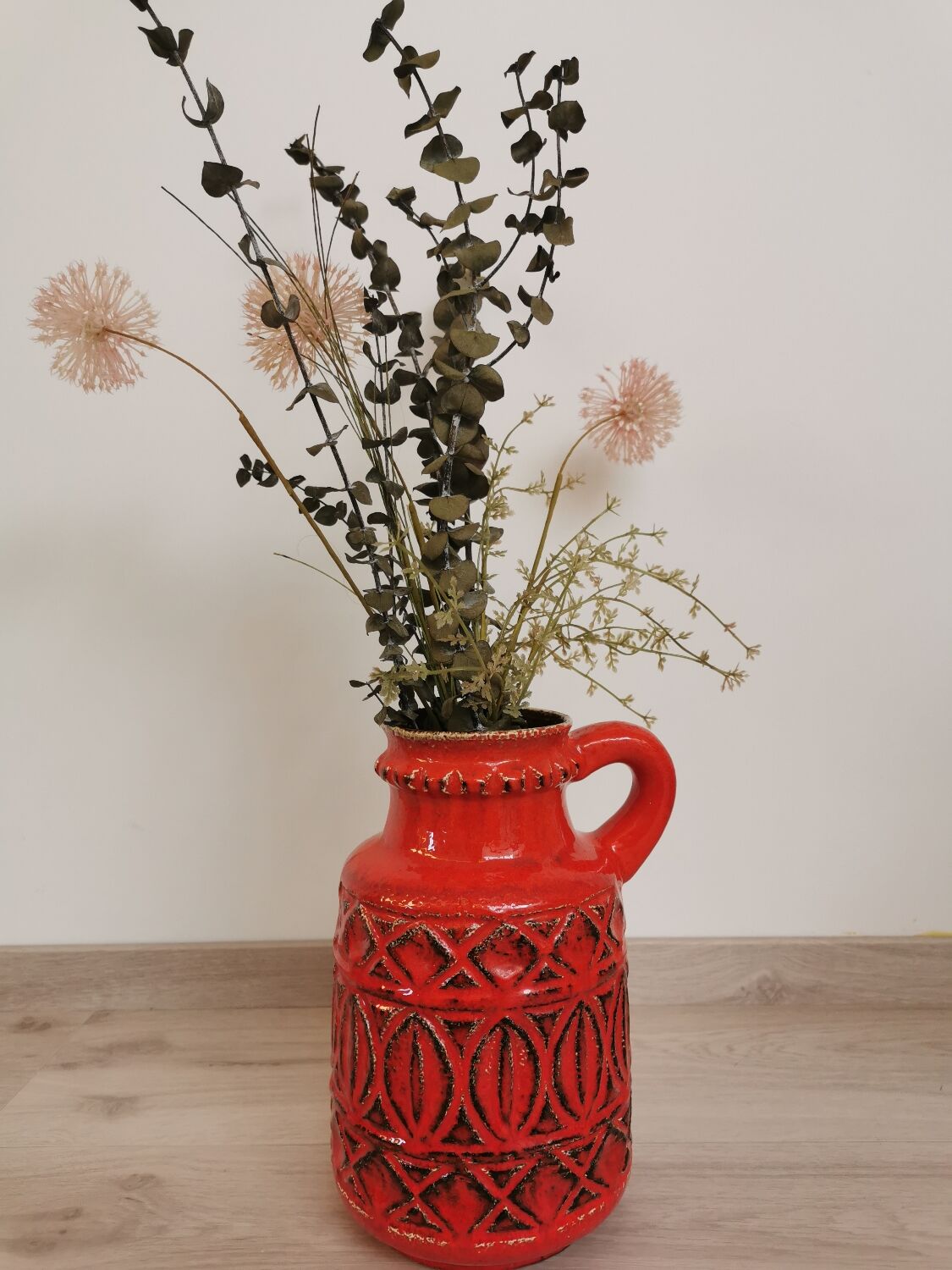Red Vase Scheurich Vintage