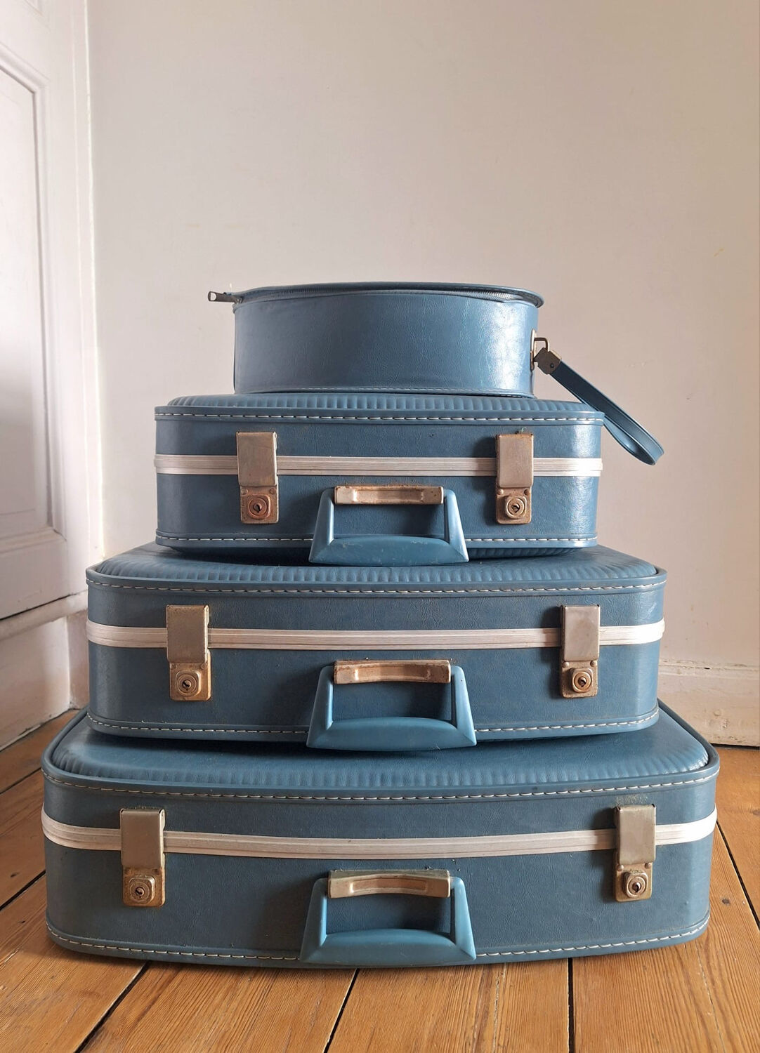 Air France vintage flight attendant nesting suitcase set