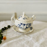Old English porcelain sugar bowl Myott Staffordshire blue exotic birds decor