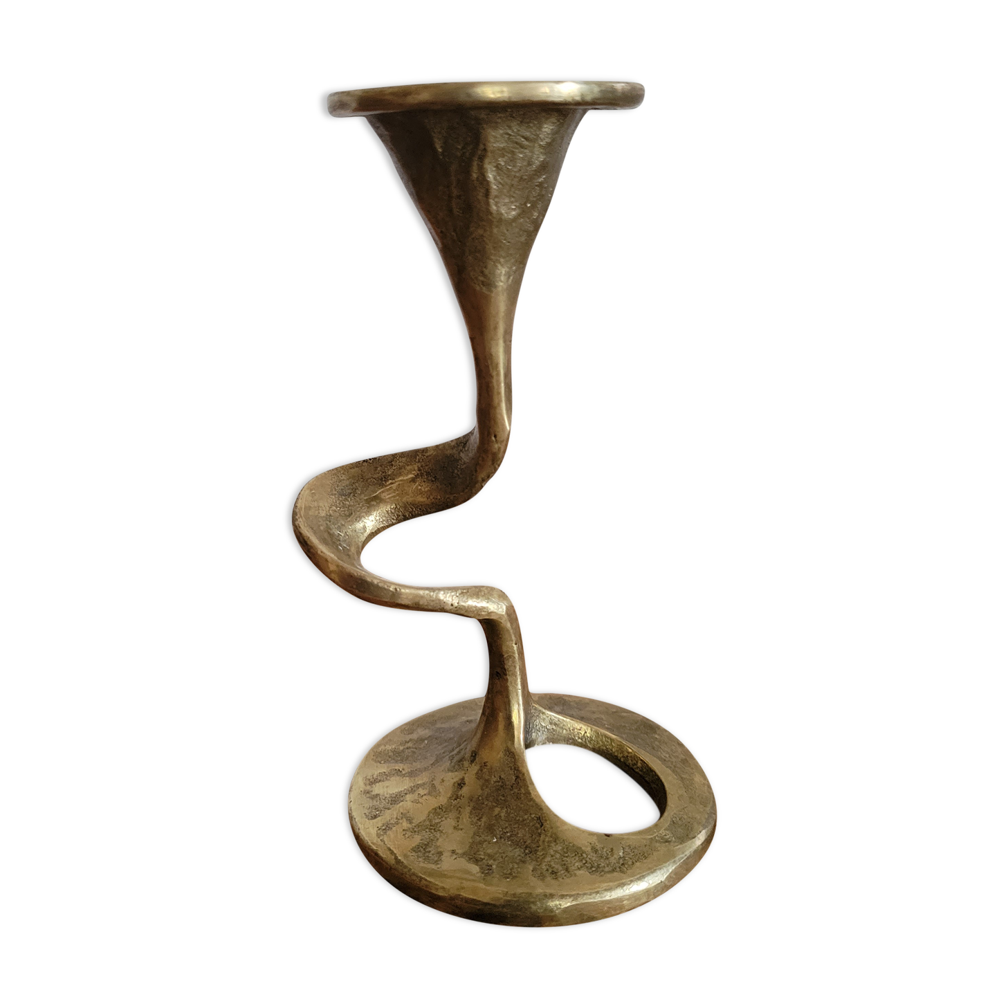 Art Deco bronze snake candle holder