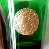 4 green dubonnet byrrh glasses with medallion of the kings of france