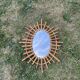 Miroir soleil en rotin vintage 1960
