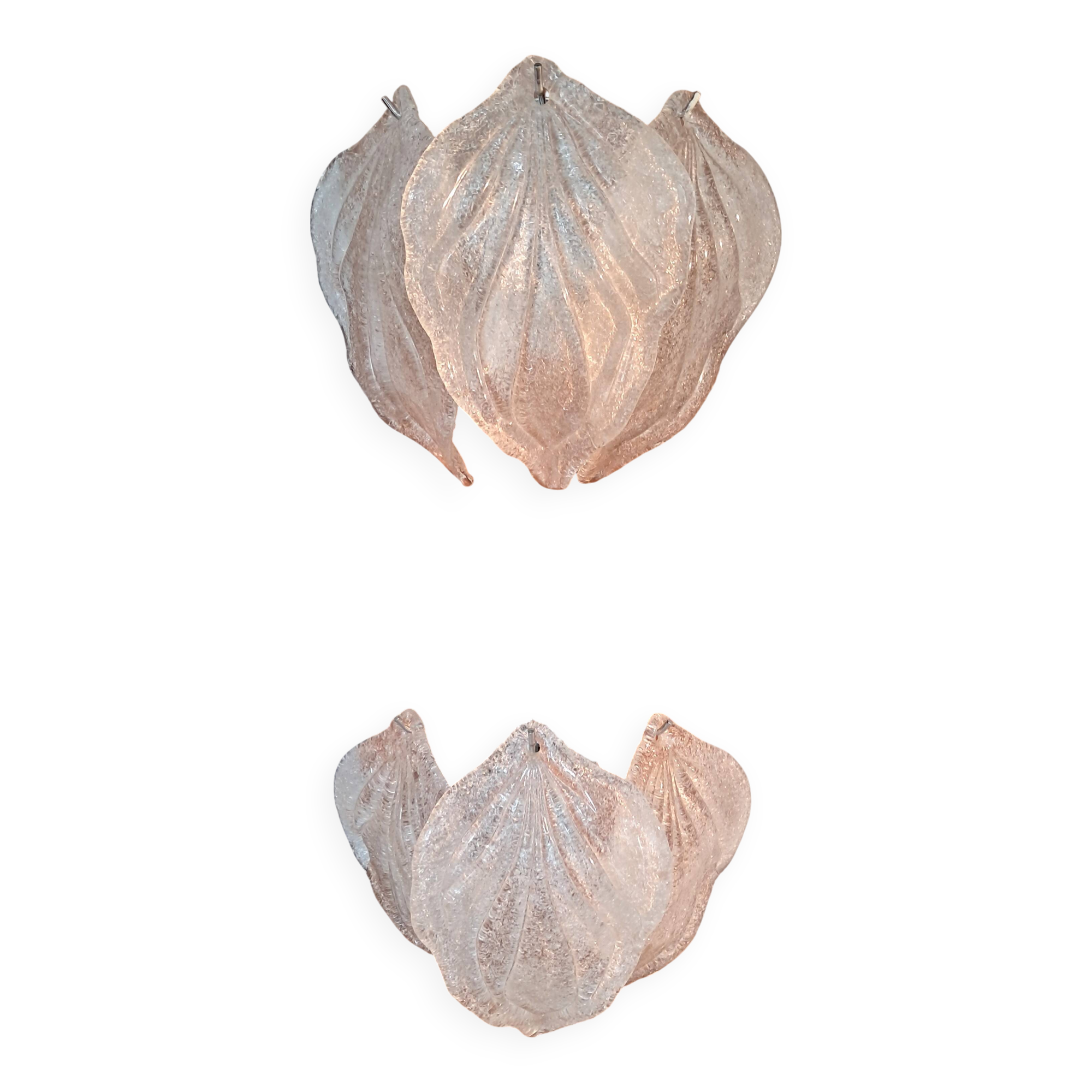 Pair of Novaresi 2-light Murano glass wall lights, Milan 1970.